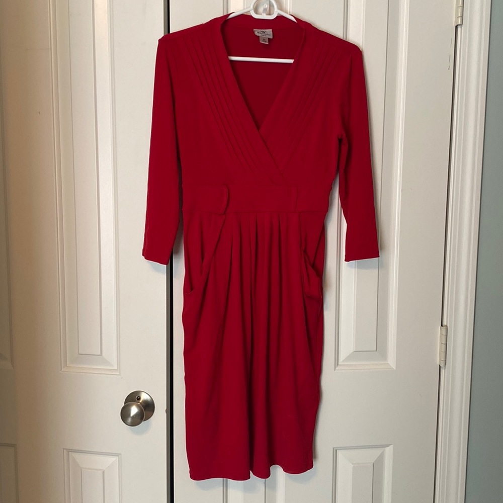 Red sheath dress